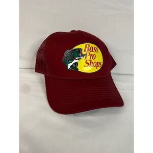 Bass Pro Shops Mesh Trucker Hat Maroon Burgundy Snapback Fishing Cap Mens OSFM